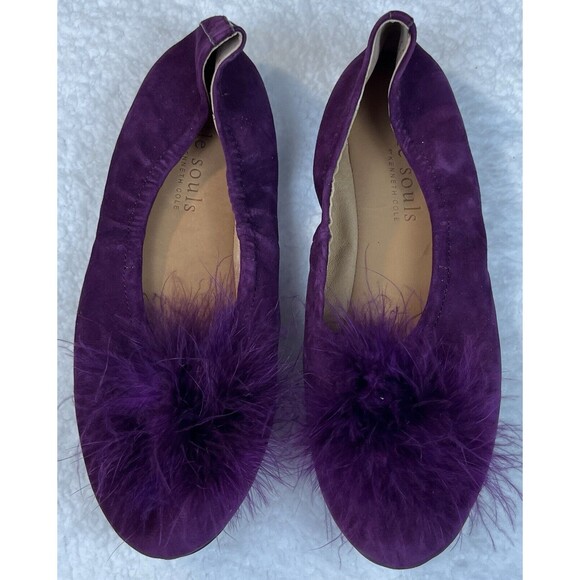 Kenneth Cole Shoes - Gentle Souls by Kenneth Cole Ballet Flat Portia Pom Pom Sz 7.5 M Eggplant Suede